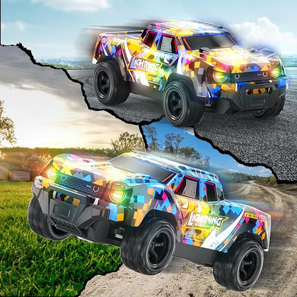 Remote Control Car for Boys 4-7, RC Pickup 1/24 Scale Light-up Mini RC Car for Kids Boys Toys Age 4-6, 6-8, 3-5, 5-7, Birthday Gifts for 3 4 5 6 7 8 Years Old Boys