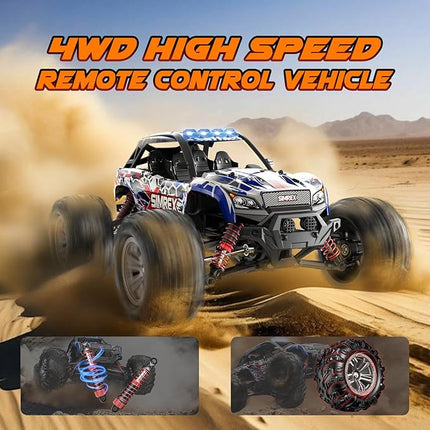SIMREX 1/16 Scale Hobby RC Car, 36 KPH High-Speed 4WD RC Truck, 2.4 GHz Remote Control Car, All-Terrain Electric Vehicle, 4X4 Remote Contral Moster Truck for Kids and Adults