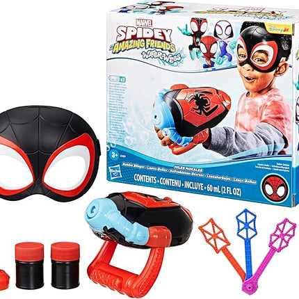 Spidey and his Amazing Friends Marvel Water-Webs Miles “Spin” Morales Electronic Bubble Slinger Role Play Set with Mask, Super Hero Toys for Kids, Ages 3+ (Amazon Exclusive)