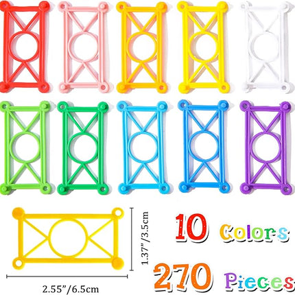 RAINBOW TOYFROG Snap-N-Twist Building Blocks - 270 Piece Set of Flexible Interlocking Math Manipulatives - Open Ended STEM Toys for 5 to 12 Year Old Boys & Girls - Indoor Recess Games for Classroom