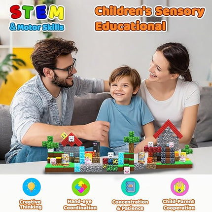 208 PCS Magnetic Blocks Building Toys, Build 3D Magnetic Building Blocks Set for Kids Ages 3+, Magnet Blocks STEM Sensory Educational Christmas Birthday Gifts Construction Toys