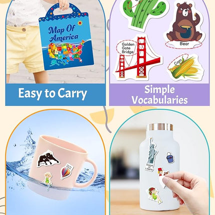 Benresive Reusable Sticker Books for Kids 2-4, Sticker Books for Toddlers 1-3 2-4, Toddler Travel Toys Activities Crafts Gifts - America Map, Fairy, My House
