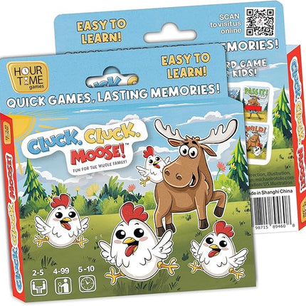 Hour Time Games Cluck Cluck Moose – Hilarious Animal-Themed Card Game for a Fun Family Game Night, Family Games for Kids & Families, Reunion Gift Ideas, Fun Stuff for Reunions & Ideal Gifts for Ages 4