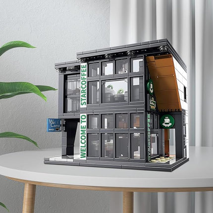 Coffee Shop Building Blocks Toys City Street View Architecture Model Set Birthday Age 6+ Children Teens Adult 581 Pieces