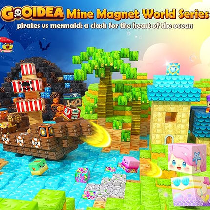 Magnetic Blocks - 150PCS Magnetic Building Blocks Magnet Toys for Kids Age 3-5 4-8 5-7 8-12, Mine Magnet World Craft Construction, Stacking Sensory Toy Christmas Birthday Gifts for Boys Girls