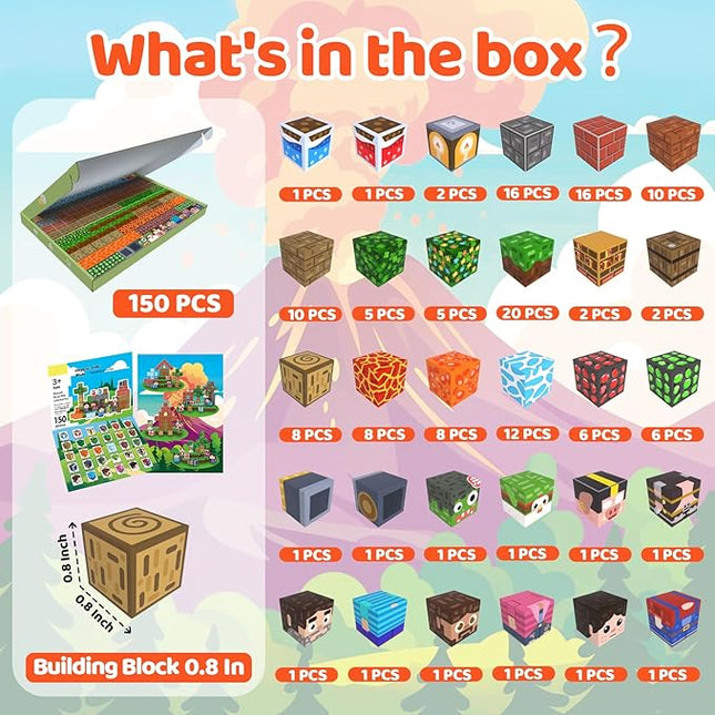 Magnetic Blocks, 150PCS Magnetic Building Blocks, Stacking Magnets for Kids, Sensory Toy for STEM Constructions Magnet Blocks for Boys Girls Age 3+, Christmas Birthday Gifts