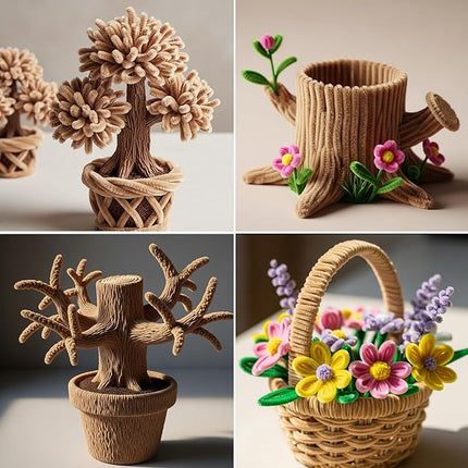 Caydo 200 Pieces Light Brown Pipe Cleaners,Thick Fluffy Chenille Stems, Pipe Cleaner Crafts for Arts & Crafts, Perfect for Making Animals, Flowers, and Festive Decorations