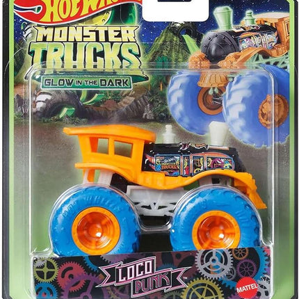 Hot Wheels Monster Trucks Glow in The Dark 1:64 Scale Trucks (Loco Punk)