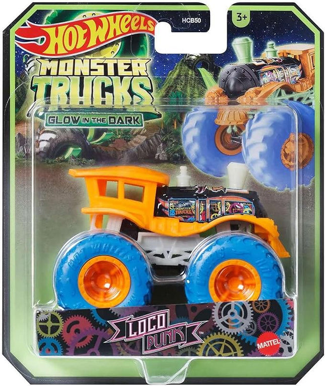 Hot Wheels Monster Trucks Glow in The Dark 1:64 Scale Trucks (Loco Punk)