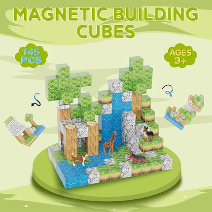 Contixo Magnetic Blocks - 100PCS Magnet Building Tiles Cubes for Kids Ages 3-8, STEM Stacking Learning Toys with Vibrant Colors, Educational Toddler Construction Toys for Creative Play, Birthday Gifts