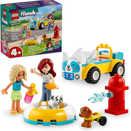 LEGO Friends Dog Grooming Car Toy, Building Toy for Kids Who Love Animals and Nature, Comes with 2 Mini Doll Characters and 2 Dog Toy Figures, Vet Toy Gift Idea for Girls and Boys Ages 4 and Up, 42635