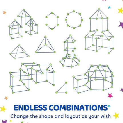 SYNCFUN Fort Building Kit for Kids, STEM Creative Construction Toy with Starry Night Cloth, Storage Bag for Indoor & Outdoors Activity, Educational Gift for Age 3 4 5 6 7 8 9 10 11 12 Boys and Girls