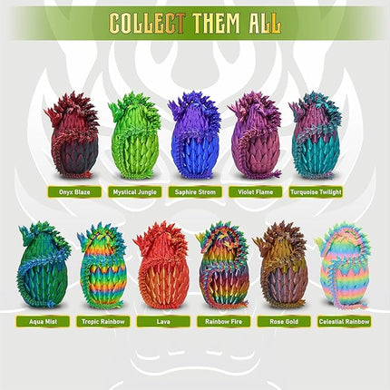 MYTHICA 3D Printed Dragon Egg Unleash Your Imagination with Our Crystal Mystery Dragon Egg Collection Fully Articulated Fidget Desk Toy for ADHD, Autism, Anxiety & Stress Relief (Mystical Jungle)