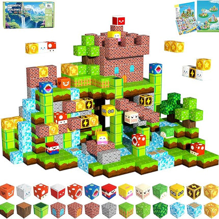 100PCS 1.0 inch Magnetic Blocks, Magnetic Tiles Building Blocks, Magnet Cubes Toddler Kids Toys, Sensory STEM Toys for 3-5 4-6 5-7 6-8 Year Old Boys Girls Christmas Birthday Gift