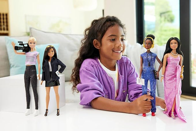 Barbie Careers Set of 4 Dolls & Accessories, Women in Film with Studio Executive, Director, Cinematographer & Movie Star in Removable Looks