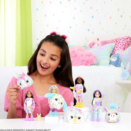 Barbie Chelsea Cutie Reveal Color Dream Series Small Doll & Accessories, Animal Plush Costume & 6 Surprises Including Color Change (Styles May Vary)
