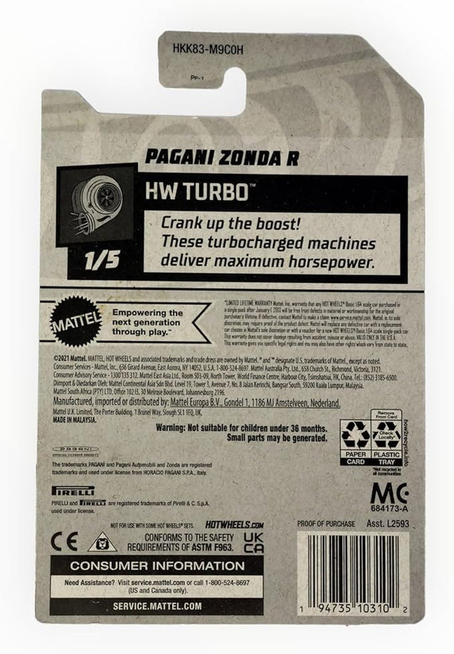 Hot Wheels Pagani Zonda R, HW Turbo 1/5 [Blue] 72/250