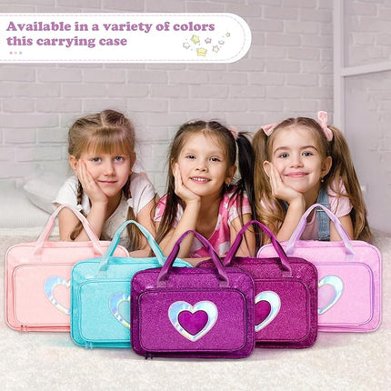 Carrying Case Compatible with Barbie Dolls 12-Inch, Storage Organizer with Handle Holds up to 6 Dolls,Multiple Pockets for Accessories,Toy Storage Box, lavender,Bag Only (purple)