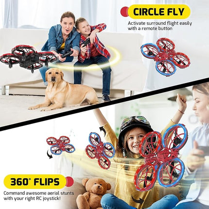Spider Mini Drone for Kids with 3 Lighting Effects 2 Batteries, RC Helicopter with Altitude Hold, 360° Flips, Headless Mode, 3 Speed, Birthday Gifts Toys for Beginners 8-12 Boys Girls