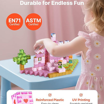 VEVOR Magnetic Blocks, 100 PCS Princess Castle Set, Magnetic Building Cubes for Kids, STEM Montessori Sensory Toys for Christmas Birthday Gift, Construction Stacking Toy for 3+ Years Old Boys & Girls