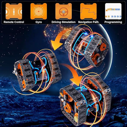 STEM Building Toys for Boys 6-12, 5in1 Remote & APP Controlled Car/Tank/Robot/Tracked Racer STEM Building Kit, 552 Pcs Educational Learning Building Blocks for Kids, RC Car Set for Boy Girls