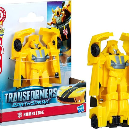 Transformers EarthSpark 1-Step Smash Changers Bumblebee 4-Inch Action Figure, Robot Toys for Boys and Girls 6 and Up