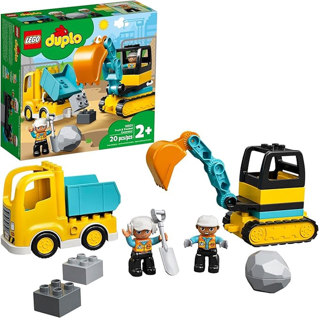 LEGO DUPLO Town Truck & Tracked Excavator Toddler Building Blocks - Learning & Education Construction Toys for Preschool - Birthday Gift for 2-3 Year Old Boys & Girls - 10931