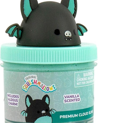 Original Squishmallows Aldous The Fruit Bat Premium Cloud Slime, Vanilla-Scented, 8 oz., Storage Container with Figurine Topper, Rubber Charm, Goodie Bags Stuffers, Kids Party Favors, Sensory Toy