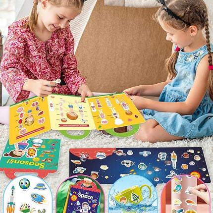 Reusable Sticker Book for Toddlers 2-4 Years, Stickers for Kids, Toddler Sticker Book Ages 1-3, Toddler Craft Activities, Toddlers Travel Toys Ages 2+ Boy Girl Birthday Gifts