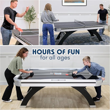 Freetime Fun Air Hockey Table 7 ft Game Table for Adults Light Up - Full Size Arcade Air Powered Indoor LED Hockey Table for Game Room