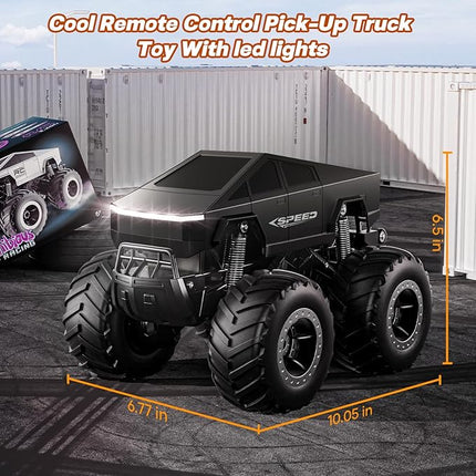 Remote Control Car Monster Truck Toy Off-Road Truck - 4WD Waterproof RC Cars for All Terrain, 1:16 Scale Hobby Monster Truck Toys 2.4GHz Pick-up Vehicles Kids Gifts for Boys Age 6 7 8 9 10-12+,Black
