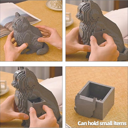 Animal Cat Adorable Pet Blue Cat Micro Building Blocks Set with Secret Hidden Storage Box Inside! Ideal Toy for Cat Lovers, Kids & Adults