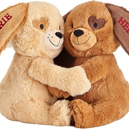 Let's Make Memories Personalized Hugging Plush Puppies - Puppy Love - Dog Stuffed Animal - for Couples - for Him - for Her