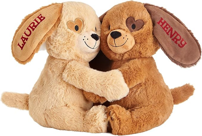 Let's Make Memories Personalized Hugging Plush Puppies - Puppy Love - Dog Stuffed Animal - for Couples - for Him - for Her