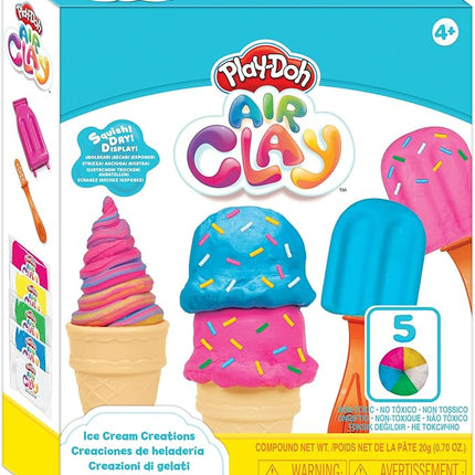 Play-Doh Air Clay Ice Cream Creations with 5 Colors and 7 Accessories for Girls and Boys 4 Years Old and Up