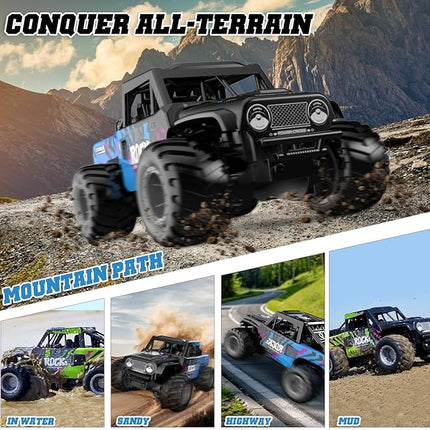 Q191 Remote Control Car & Monster Truck Toys for Boys 4-12 - 1/16 Scale Waterproof Amphibious 4WD RC Car w/ 2 Batteries (50 Min) - All-Terrain Indoor/Outdoor, Pool, Grass, Green