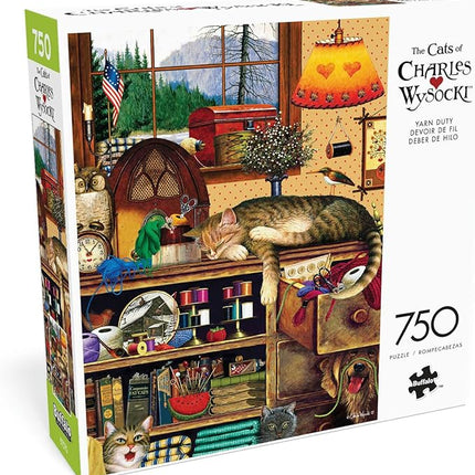 Buffalo Games - Charles Wysocki - Yarn Duty - 750 Piece Jigsaw Puzzle for Adults -Challenging Puzzle Perfect for Game Nights - Finished Size is 24.00 x 18.00