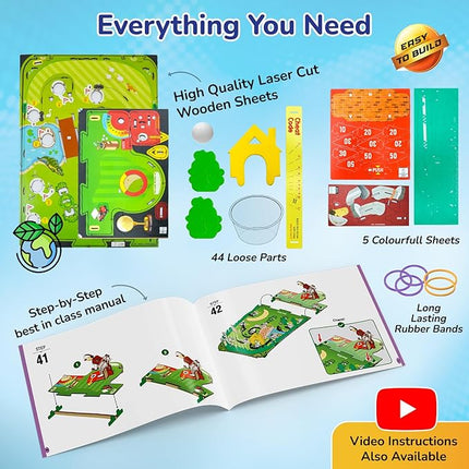 Smartivity Mini Golf Table Top Game for Kids Ages 6 to 12 | Build & Play with Your Own Golf Course | Birthday Gift for Smart Kids | DIY STEM Toys for Boys & Girls 6,7,8,9,10,11,12 Years Old