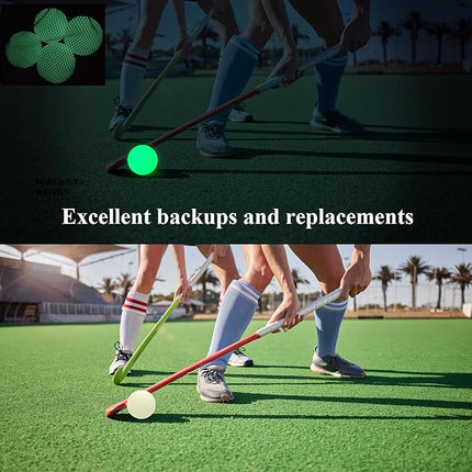 Street Hockey Balls Glow in The Dark Sports Balls for Indoor Outdoor Road Roller Hockey and Field Hockey Games - Pack of 4