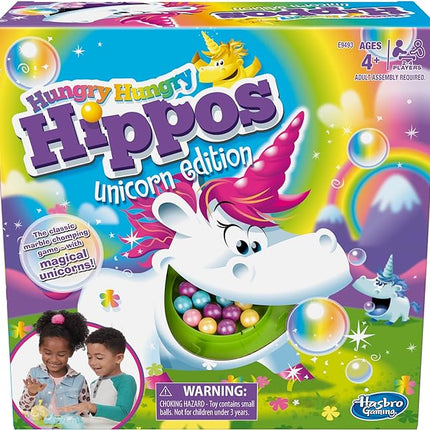 Hasbro Gaming Hungry Hippos Unicorn Edition Pre-School Board Game for Kids Ages 4 and Up; 2-4 Players (Amazon Exclusive)