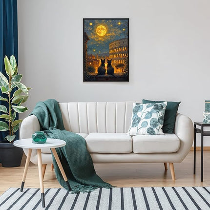 1000pcs Cat Stargazing Jigsaw Puzzle - Large Scratch-Resistant Paper Puzzles for Adults, Interactive Family Game Night Activity, DIY Brain Challenge, Looking-up Starry Sky Company Cats Puzzle