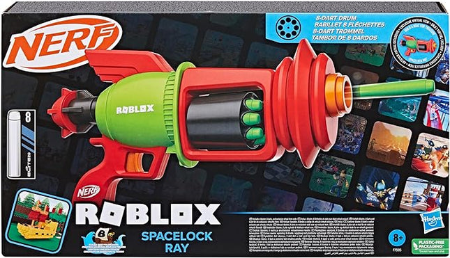 Nerf Roblox Build A Boat for Treasure: Spacelock Ray Blaster, Includes Code to Redeem Exclusive Virtual Item, 8 Elite Darts