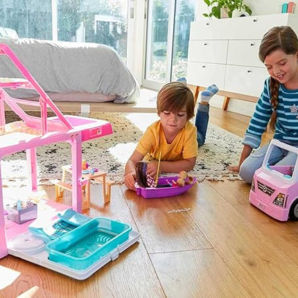Barbie Camper, Doll Playset with 50 Accessories, Transforms into Truck, Boat & House, Includes Pool, 3-in-1 Dream Camper (Amazon Exclusive)