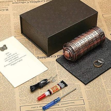 Cryptex Da Vinci Code Mini Cryptex Lock Puzzle Boxes with Special Compartments Anniversary Valentine's Day Romantic Birthday Gifts for Her Gifts for Girlfriend Box for Men