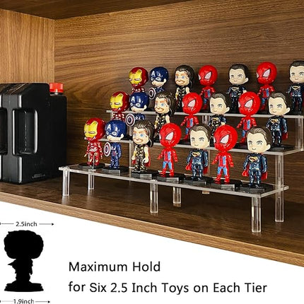 Acrylic Riser Display Shelf,3 Tier Display Riser for Amiibo Funko POP Figures,Display Stand Large Risers for Display Cupcake Perfume Organizer Cologne Makeup Collection Countertop Tabletop(2 PACKS)