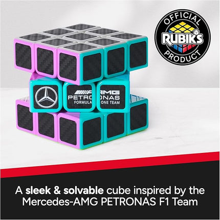 Rubik’s Cube, Mercedes-AMG Petronas F1 Team Carbon Fiber Cube, F1 Collectible & Desk Décor, Problem-Solving Brain Teaser, Fidget Toy, Sensory Puzzle, for Ages 8 & Up