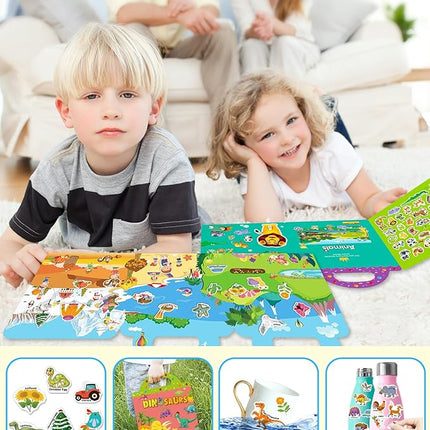 Reusable Sticker Book for Toddlers 2-4 Years, Stickers for Kids, Toddler Sticker Book Ages 1-3, Toddler Craft Activities, Toddlers Travel Toys Ages 2+ Boy Girl Birthday Gifts