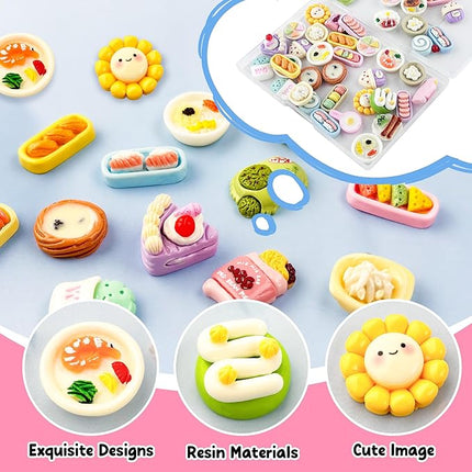 50 Pcs Miniature Food Mini Resin Food Tiny Food for Barbie Food Accessories Fairy Garden Micro Landscape Decoration