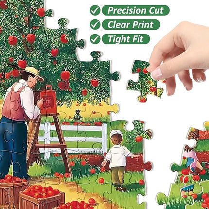 500 Piece Puzzles for Adults,Apple Picking Puzzles for Kids Teen Adults,Recycled Paper Jigsaw Puzzle,Interlock Perfectly Letter on Back,Challenging Family Game for Friends Men Women Seniors,20.5*15In