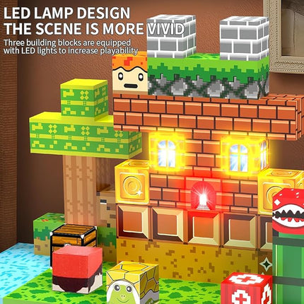 137 Pieces 0.8in Magnetic Blocks - Building Cubes Adventure Game Set, Building Blocks STEM Sensory Creative Toys Games for Kids Boys & Girls